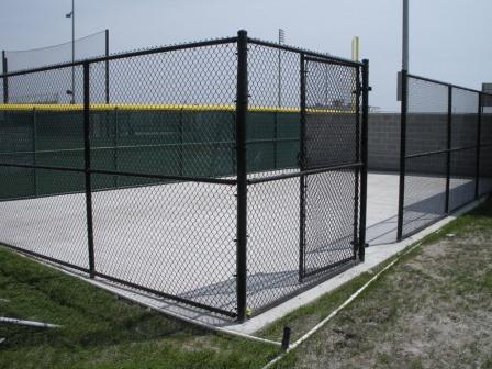 Commercial chainwire fencing in black powdercoat